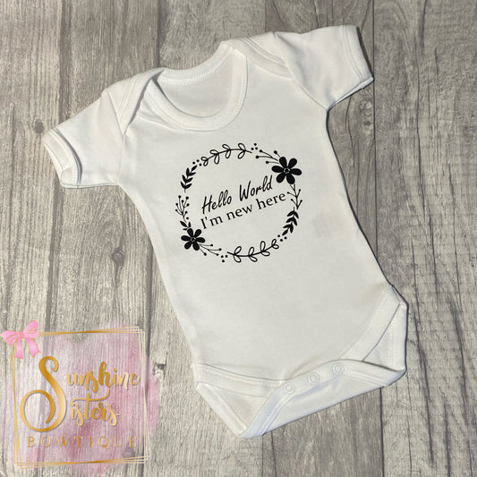 Hello World - Newborn Floral Baby Vest